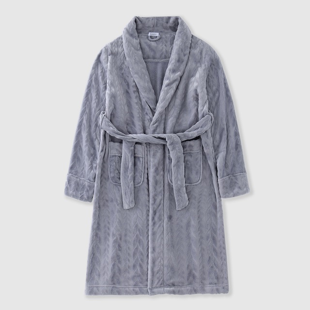 Grey flannel bathrobe