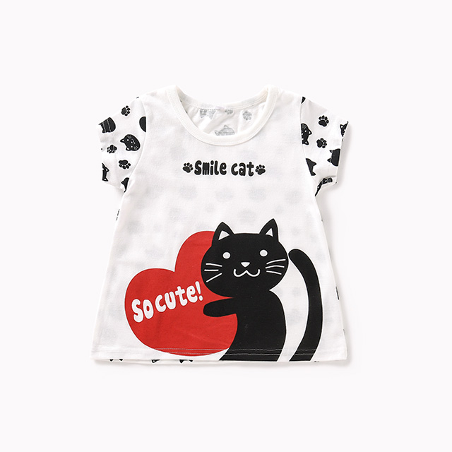 White Cat Graphic Tee — Children's Clothing development sample