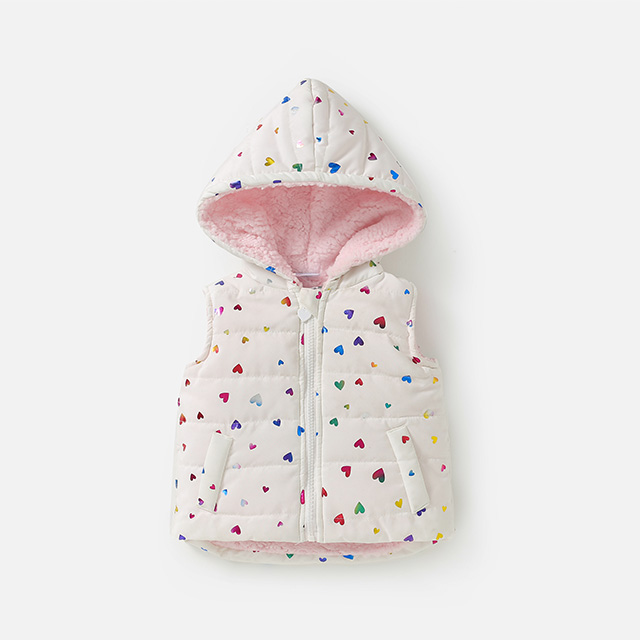 Cream Spot Puffer Vest — Children's Clothing development sample