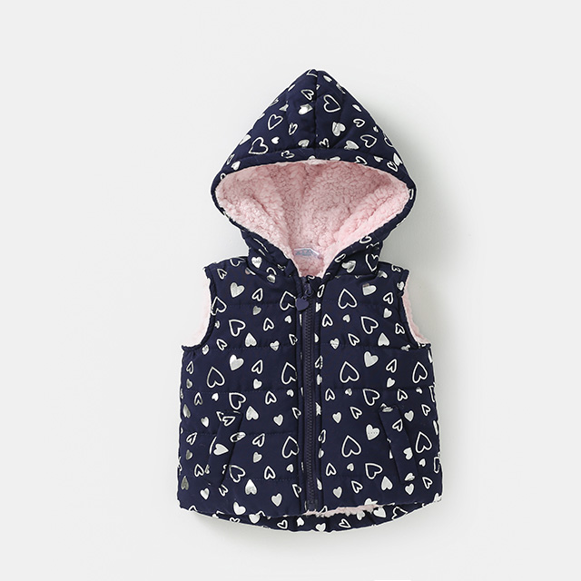 Navy Spot Puffer Vest — Children's Clothing development sample