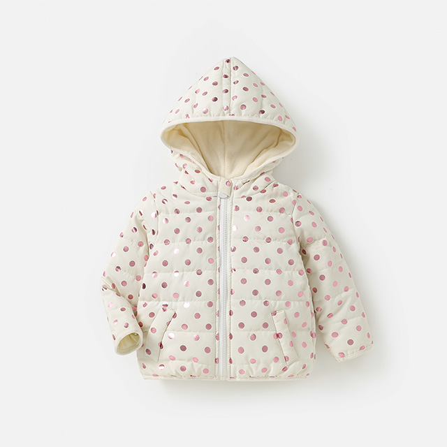 Cream Spot Padded Coat — Children's Clothing development sample