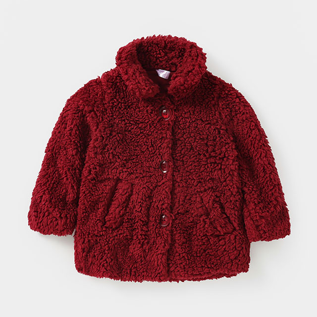 Burgundy Sherpa Coat — Children's Clothing development sample