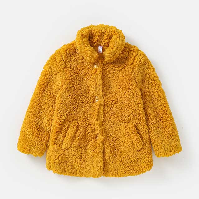 Mustard Sherpa Coat — Children's Clothing development sample